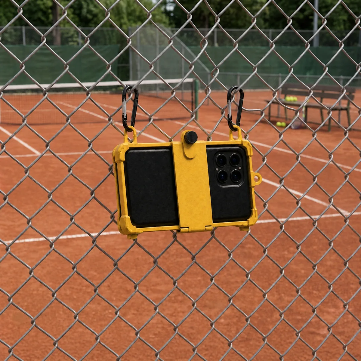 Multi-Mount instalado no alambrado da quadra